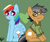 Size: 600x500 | Tagged: safe, artist:twilightmew, quibble pants, rainbow dash, g4, blushing, female, heart, male, ship:quibbledash, shipping, straight, tsunderainbow, tsundere