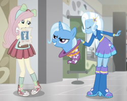Size: 1176x940 | Tagged: safe, edit, edited screencap, screencap, angel bunny, fluttershy, trixie, human, pony, equestria girls, g4, good vibes, my little pony equestria girls: summertime shorts, converse, human ponidox, self ponidox, shoes, sneakers