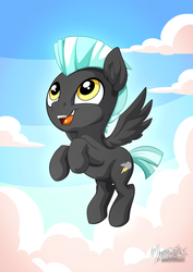 Size: 955x1351 | Tagged: safe, artist:mysticalpha, thunderlane, pegasus, pony, g4, cloud, colt, colt thunderlane, cute, daaaaaaaaaaaw, flying, happy, male, open mouth, open smile, smiling, solo, thunderbetes, weapons-grade cute, younger