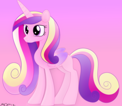 Size: 2478x2160 | Tagged: safe, artist:startledflowerpony, princess cadance, pony, g4, female, gradient background, high res, missing cutie mark, pink background, solo