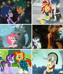 Size: 626x727 | Tagged: safe, edit, edited screencap, screencap, capper dapperpaws, discord, flash sentry, fluttershy, king grover, pinkie pie, rainbow dash, rarity, sci-twi, starlight glimmer, sunburst, sunset shimmer, timber spruce, twilight sparkle, cat, griffon, pony, anthro, digitigrade anthro, equestria girls, g4, good vibes, my little pony equestria girls: legend of everfree, my little pony equestria girls: summertime shorts, my little pony: the movie, the crystalling, the lost treasure of griffonstone, to where and back again, anthro with ponies, bedroom eyes, chest fluff, female, lidded eyes, male, mare, seductive, seductive look, sexy, shipping, shipping fuel, stallion, statue, straight, stupid sexy capper, stupid sexy pinkie, stupid sexy timber spruce, timbertwi