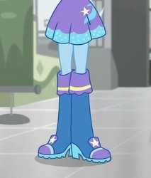 Size: 329x386 | Tagged: safe, screencap, trixie, equestria girls, g4, good vibes, my little pony equestria girls: summertime shorts, boots, boots shot, legs, pictures of legs, shoes