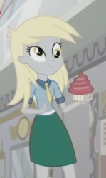 Size: 302x506 | Tagged: safe, screencap, derpy hooves, equestria girls, g4, good vibes, my little pony equestria girls: summertime shorts, cropped, cupcake, female, food, solo