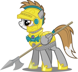 Size: 5771x5324 | Tagged: safe, artist:xenoneal, oc, oc only, oc:kaiser trot, pegasus, pony, absurd resolution, armor, chainmail, female, halberd, mare, simple background, solo, transparent background, vector, weapon