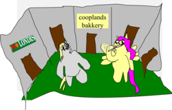 Size: 2126x1362 | Tagged: safe, artist:jacobfoolson, derpy hooves, fluttershy, g4, 1000 hours in ms paint, cigarette, cooplands, greggs, londis, shop, smoking, town