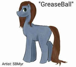 Size: 886x780 | Tagged: safe, artist:sbmyr, derpibooru exclusive, oc, oc only, oc:greaseball, brown mane, brown tail, dark grey coat, gelding, green eyes, long mane, long tail, looking back, male, simple, simple background, solo, standing, white background
