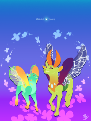 Size: 1295x1727 | Tagged: safe, artist:warrioratheart, thorax, oc, changedling, changeling, g4, duo, king thorax, lineless