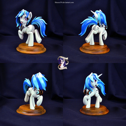 Size: 6144x6144 | Tagged: safe, artist:shuxer59, dj pon-3, vinyl scratch, pony, unicorn, g4, absurd resolution, female, headphones, irl, looking back, looking up, mare, open mouth, photo, raised hoof, sculpture, smiling, solo, standing, traditional art, walking