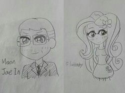 Size: 314x234 | Tagged: safe, artist:ehgns6807, fluttershy, equestria girls, g4, moon jae in, traditional art