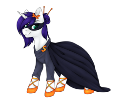 Size: 1280x1078 | Tagged: safe, artist:honiibree, oc, oc only, pony, unicorn, bow, cape, clothes, hair bow, mask, solo