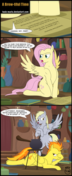 Size: 2602x6351 | Tagged: safe, artist:toxic-mario, derpy hooves, fluttershy, spitfire, hybrid, pegasus, pony, comic:toxic-mario's derpfire shipwreck, a health of information, g4, background pony, bipedal, bottle, brew, comic, cooking, facehoof, female, hilarious in hindsight, mare, mundane utility, new style, potion, potion making, spitfire's hair is fire, this will end in tears, zecora's hut