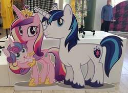 Size: 3106x2263 | Tagged: safe, princess cadance, princess flurry heart, shining armor, g4, cardboard cutout, high res, irl, my little pony through the years, photo