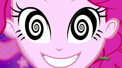Size: 960x540 | Tagged: source needed, safe, edit, edited screencap, screencap, pinkie pie, coinky-dink world, equestria girls, g4, my little pony equestria girls: summertime shorts, animated, discovery family logo, female, gif, hypnosis, meme, pinkie's eyes, swirly eyes