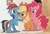 Size: 3209x2159 | Tagged: safe, applejack, pinkie pie, rainbow dash, earth pony, pegasus, pony, g4, applejack's hat, bipedal, cardboard cutout, cowboy hat, female, hat, high res, irl, mare, my little pony through the years, photo