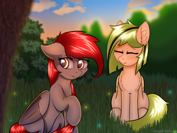 Size: 4000x3000 | Tagged: safe, artist:crash9902, oc, oc only, pegasus, pony, rcf community, eyes closed, female, forest, mare, smiling, sunset