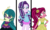 Size: 1304x786 | Tagged: safe, artist:gihhbloonde, gloriosa daisy, juniper montage, starlight glimmer, equestria girls, equestria girls specials, g4, my little pony equestria girls: dance magic, alternate hairstyle, alternate universe, base used, dancing, ear piercing, earring, female, flower, flower in hair, glasses, jewelry, peace sign, piercing, simple background, transparent background