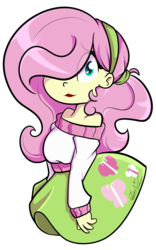 Size: 2377x3811 | Tagged: safe, artist:befishproductions, fluttershy, equestria girls, g4, alternate hairstyle, clothes, female, high res, lipstick, makeup, signature, simple background, skirt, solo, sweater, sweatershy, transparent background