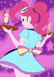 Size: 849x1200 | Tagged: safe, artist:php47, artist:yanamosuda, pinkie pie, human, coinky-dink world, equestria girls, g4, my little pony equestria girls: summertime shorts, bow, colored, diner uniform, equestria girls-ified, pony coloring, server pinkie pie