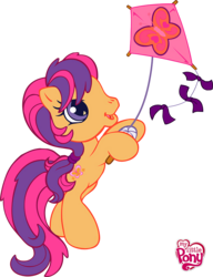 Size: 2318x3023 | Tagged: safe, artist:shejiyuansu, scootaloo (g3), earth pony, pony, g3, g3.5, bipedal, high res, hoof hold, kite, looking up, simple background, transparent background, updated image