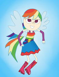 Size: 800x1034 | Tagged: safe, artist:04startycornonline88, rainbow dash, human, g4, clothes, dress, female, humanized, solo, wings