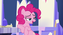 Size: 1280x720 | Tagged: safe, screencap, pinkie pie, earth pony, pony, g4, not asking for trouble, female, lidded eyes, mare, solo, twilight's castle