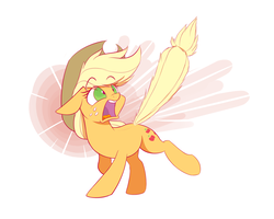 Size: 1500x1200 | Tagged: safe, artist:heir-of-rick, applejack, earth pony, pony, g4, abstract background, cowboy hat, female, floppy ears, hat, mare, open mouth, shocked, solo, stetson