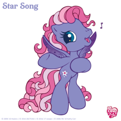Size: 4096x4096 | Tagged: safe, artist:shejiyuansu, starsong, pegasus, pony, g3, g3.5, absurd resolution, bipedal, female, happy, music notes, simple background, singing, solo, starry eyes, transparent background, updated image, wingding eyes