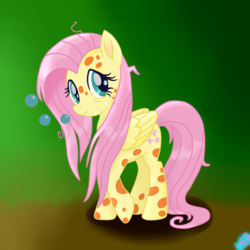 Size: 1500x1500 | Tagged: safe, artist:liniitadash23, fluttershy, pegasus, pony, a health of information, g4, my little pony: the movie, bubble, female, mare, messy mane, movie accurate, raised hoof, show accurate, sick, solo, swamp fever