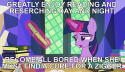 Size: 1649x953 | Tagged: safe, edit, edited screencap, screencap, twilight sparkle, alicorn, pony, a health of information, g4, caption, female, glowing horn, horn, image macro, magic, mare, meme, mouthpiece, op is a duck, op is trying to start shit, out of character, racism, telekinesis, twilight sparkle (alicorn)
