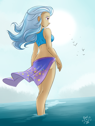 Size: 1800x2400 | Tagged: safe, artist:ponut_joe, trixie, human, equestria girls, g4, adorasexy, ass, beautiful, blue swimsuit, breasts, butt, clothes, cute, diatrixes, equestria girls minis, female, humanized, sarong, see-through, see-through skirt, sexy, skirt, solo, swimsuit, the great and powerful ass, two-piece swimsuit