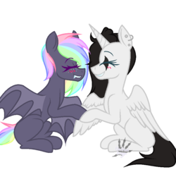 Size: 772x755 | Tagged: safe, artist:electricaldragon, artist:princessmatrix, oc, oc only, alicorn, bat pony, pony, female, mare, simple background, sitting, transparent background