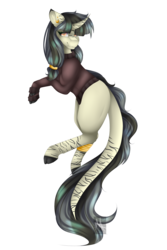 Size: 2000x3000 | Tagged: safe, artist:mauuwde, oc, oc only, oc:dara, pony, unicorn, augmented tail, clothes, cloven hooves, curved horn, female, high res, horn, mare, simple background, solo, sweater, transparent background