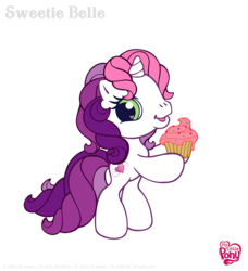 Size: 4096x4488 | Tagged: safe, artist:shejiyuansu, sweetie belle (g3), pony, unicorn, g3, g3.5, absurd resolution, bipedal, cupcake, food, looking at you, simple background, transparent background, updated image