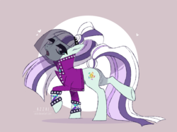 Size: 1067x800 | Tagged: safe, artist:azzai, coloratura, earth pony, pony, g4, clothes, countess coloratura, female, jacket, looking at you, mare, ponytail, raised hoof, raised leg, solo, veil