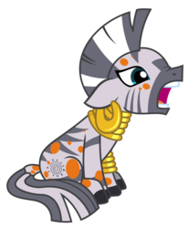Size: 1538x1859 | Tagged: safe, artist:sketchmcreations, zecora, zebra, a health of information, cute, ear piercing, earring, female, jewelry, leg rings, mare, neck rings, open mouth, piercing, quadrupedal, scrunchy face, sick, simple background, sitting, solo, spots, swamp fever, transparent background, vector, zecorable