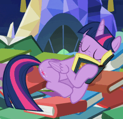 Size: 540x521 | Tagged: safe, screencap, twilight sparkle, alicorn, pony, a health of information, season 7, adorkable, animated, book, book nest, bookhorse, cute, dork, eyes closed, facebooking, female, gif, hnnng, loop, princess sleeping on books, sleeping, solo, that pony sure does love books, twiabetes, twilight sparkle (alicorn)