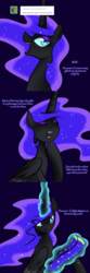 Size: 750x2250 | Tagged: safe, artist:cosmalumi, nightmare moon, alicorn, pony, tumblr:ask queen moon, g4, ask, blushing, clothes, comic, nicemare moon, socks, solo, tumblr
