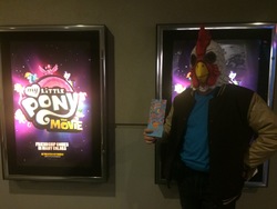 Size: 3264x2448 | Tagged: safe, human, g4, my little pony: the movie, clothes, cosplay, costume, high res, hotline miami, irl, irl human, jacket, movie premiere, photo, scootaloo's parents, varsity jacket