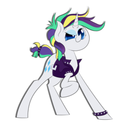 Size: 2743x2743 | Tagged: safe, artist:supercoco142, rarity, pony, g4, it isn't the mane thing about you, alternate hairstyle, female, high res, punk, raised hoof, raripunk, simple background, solo, transparent background