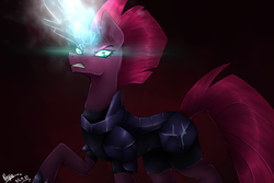 Size: 1200x800 | Tagged: safe, artist:papaii123, tempest shadow, pony, g4, my little pony: the movie, armor, broken horn, electricity, female, horn, mare, solo
