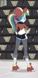 Size: 357x720 | Tagged: safe, screencap, rainbow dash, equestria girls, g4, good vibes, my little pony equestria girls: summertime shorts, ass, butt, clothes, converse, cropped, female, ponytail, rainbutt dash, rear view, shoes, solo