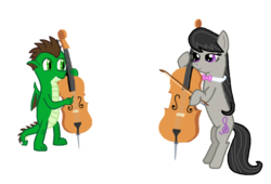 Size: 1024x696 | Tagged: safe, artist:aztec613, octavia melody, oc, oc:fang, g4, cello, musical instrument