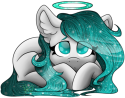Size: 3641x2858 | Tagged: safe, artist:maximkoshe4ka, oc, oc only, oc:poison alice, pony, female, halo, high res, mare, prone, simple background, solo, transparent background
