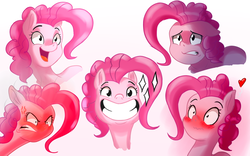 Size: 900x563 | Tagged: safe, artist:3lorenzo3, pinkie pie, earth pony, pony, g4, blushing, female, grin, heart, mare, open mouth, smiling, solo