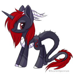 Size: 2778x2687 | Tagged: safe, artist:scarlet-spectrum, oc, oc only, oc:scarlet spectrum, dracony, hybrid, pony, unicorn, female, high res, looking back, mare, simple background, slender, solo, thin, transparent background