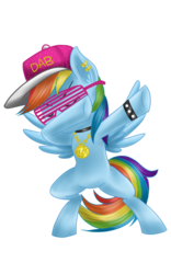 Size: 800x1280 | Tagged: safe, alternate version, artist:janadashie, rainbow dash, pegasus, pony, g4, cap, dab, eyes closed, female, hat, mare, shutter shades, simple background, solo, sunglasses, transparent background