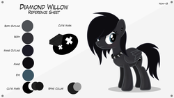 Size: 1920x1080 | Tagged: safe, artist:noah-x3, oc, oc only, oc:diamond willow, pegasus, pony, collar, ear piercing, emo, female, mare, piercing, reference sheet, show accurate, solo