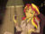 Size: 2048x1536 | Tagged: safe, artist:qzygugu, sunset shimmer, equestria girls, g4, chair, clothes, earbuds, eyes closed, female, ipod, lamp, light, mp3 player, music, music player, sitting, sleeping, solo, zzz