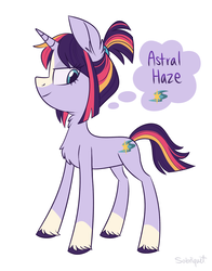 Size: 1024x1308 | Tagged: safe, artist:flourret, oc, oc only, oc:astral haze, pony, unicorn, female, mare, offspring, parent:sunburst, parent:twilight sparkle, parents:twiburst, simple background, solo, white background