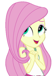 Size: 301x414 | Tagged: safe, artist:thebar, fluttershy, equestria girls, g4, my little pony equestria girls: legend of everfree, camp everfree outfits, clothes, cute, female, hope, looking up, shyabetes, simple background, sleeveless, solo, tank top, transparent background